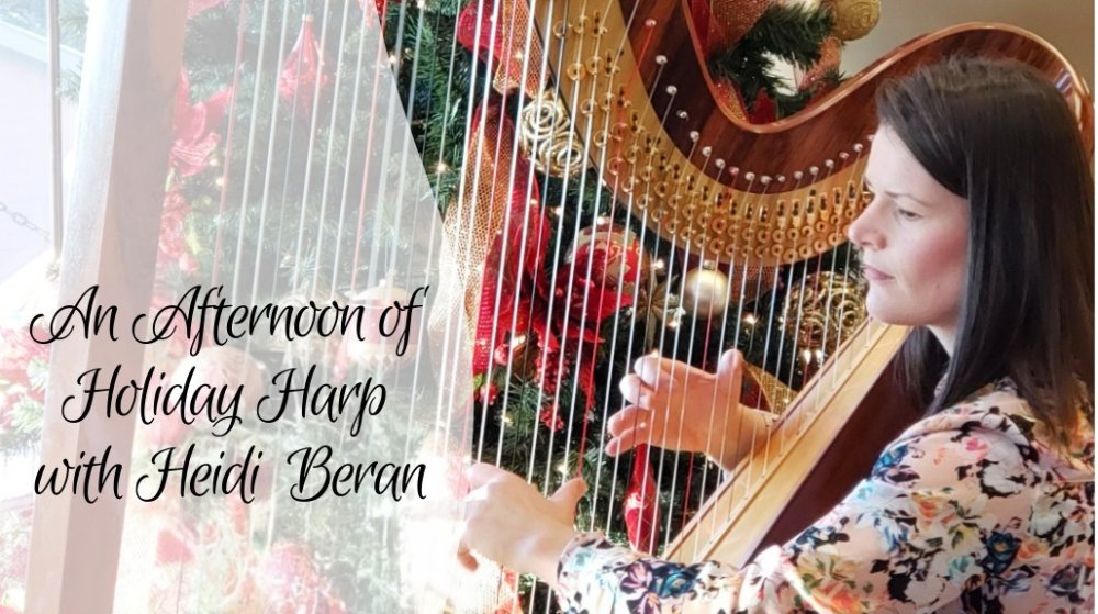 A woman playing the harp