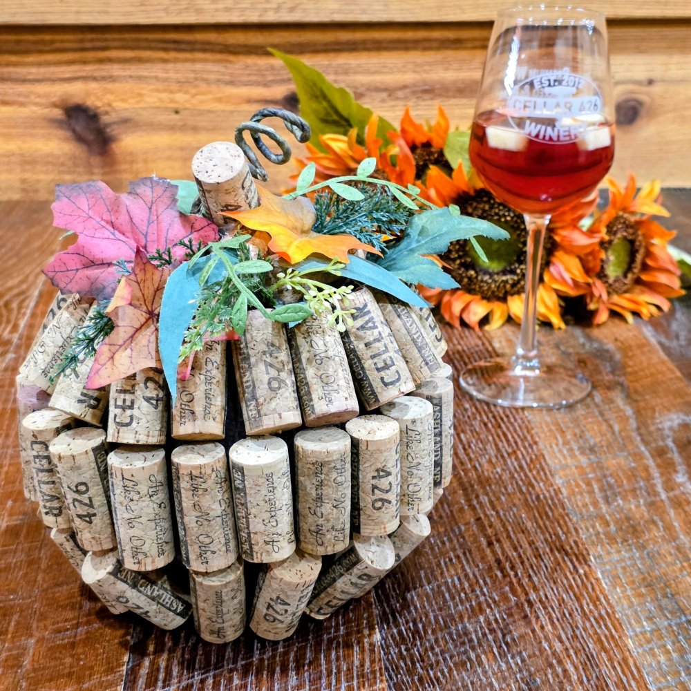 cork pumpkin with flowers