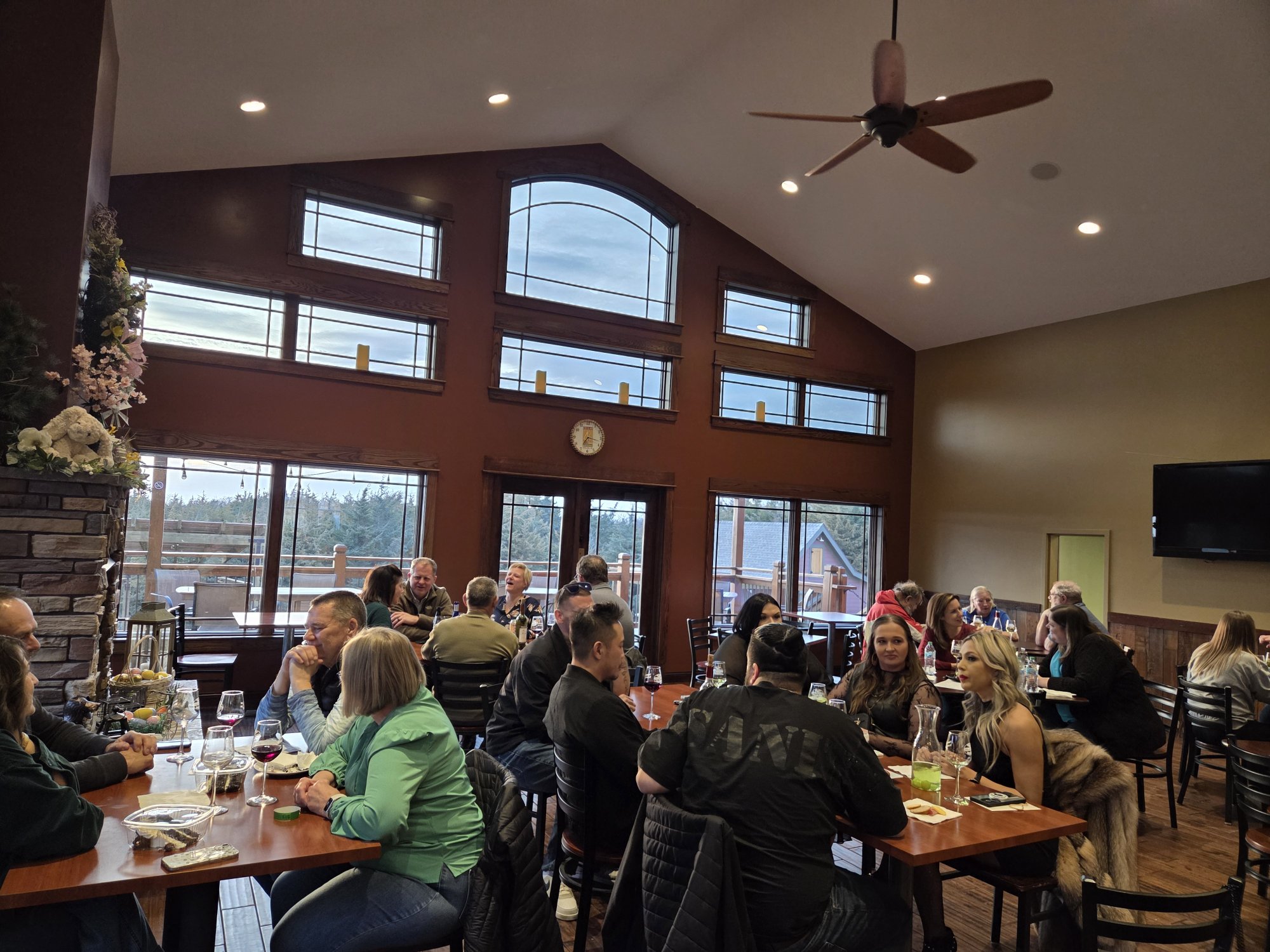 guests eating and drinking in a large room